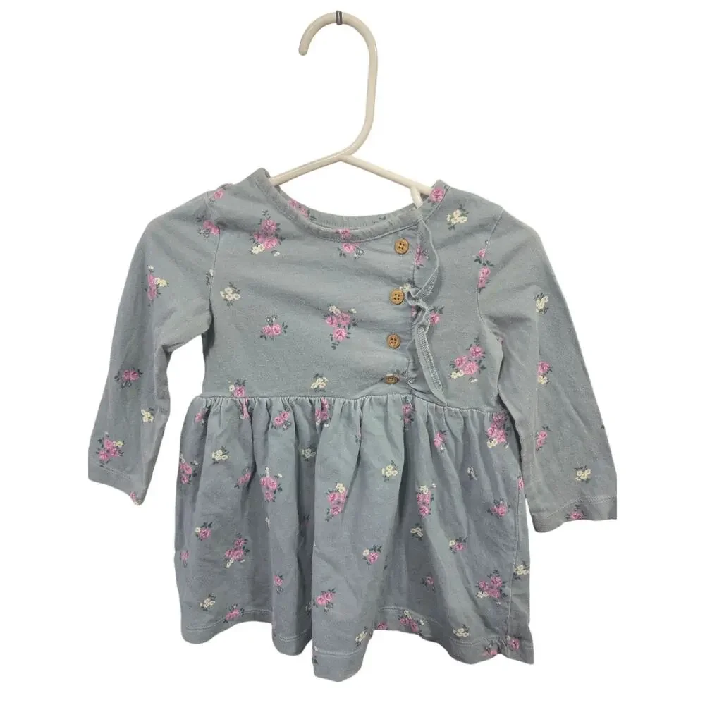 Blue Floral Long-sleeved Dress - Carter's - 18mo